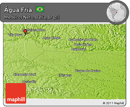 Physical Panoramic Map of Água Fria