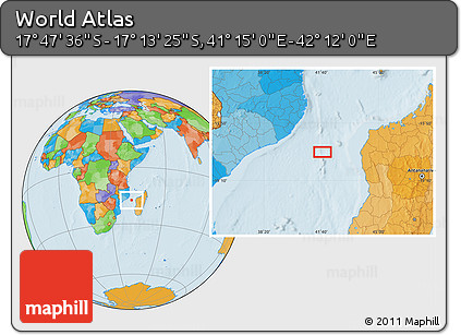 Political Location Map of the Area around 17° 30' 31" S, 41° 43' 30" E