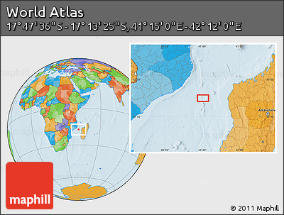Political Location Map of the Area around 17° 30' 31" S, 41° 43' 30" E