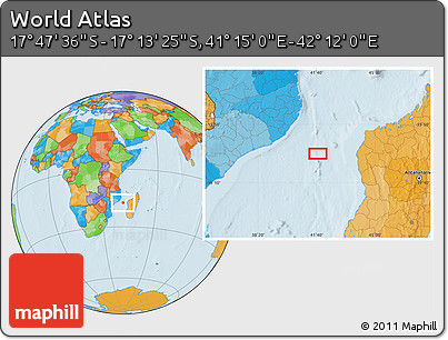 Political Location Map of the Area around 17° 30' 31" S, 41° 43' 30" E