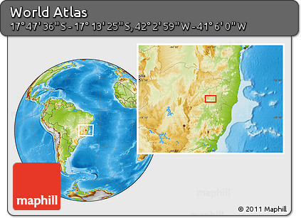 Physical Location Map of the Area around 17° 30' 31" S, 41° 34' 30" W