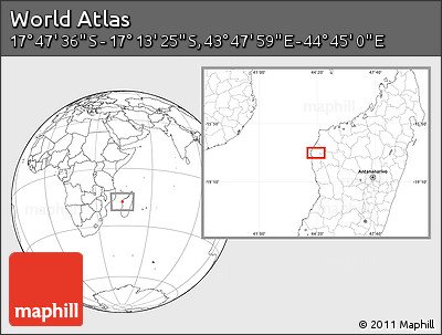 Blank Location Map of the Area around 17° 30' 31" S, 44° 16' 29" E