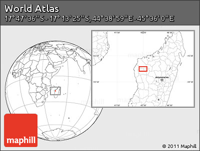 Blank Location Map of the Area around 17° 30' 31" S, 45° 7' 30" E