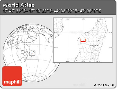 Blank Location Map of the Area around 17° 30' 31" S, 45° 7' 30" E