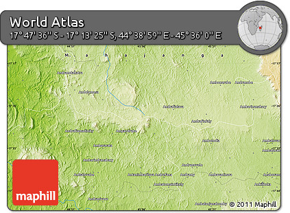 Physical Map of the Area around 17° 30' 31" S, 45° 7' 30" E