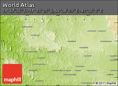 Physical Map of the Area around 17° 30' 31" S, 45° 7' 30" E