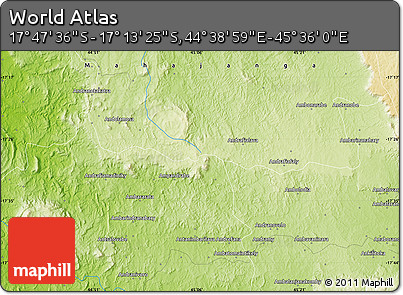Physical Map of the Area around 17° 30' 31" S, 45° 7' 30" E