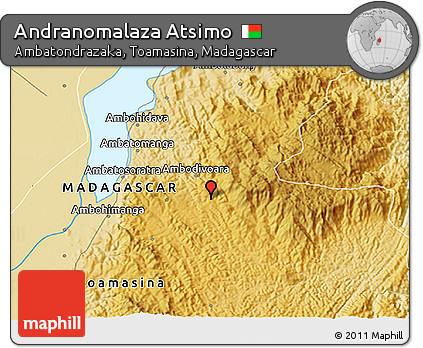Physical 3D Map of Andranomalaza Atsimo