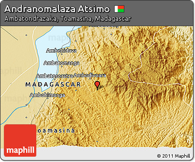 Physical 3D Map of Andranomalaza Atsimo