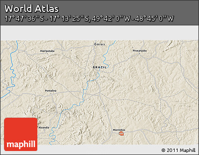 Shaded Relief 3D Map of the Area around 17° 30' 31" S, 49° 13' 30" W