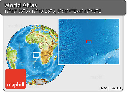 Physical Location Map of the Area around 17° 30' 31" S, 4° 19' 30" E