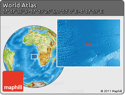 Physical Location Map of the Area around 17° 30' 31" S, 4° 19' 30" E