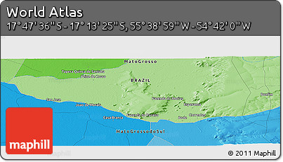 Political Panoramic Map of the Area around 17° 30' 31" S, 55° 10' 29" W