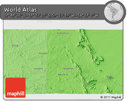 Political 3D Map of the Area around 17° 30' 31" S, 59° 25' 29" W