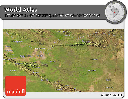 Satellite 3D Map of the Area around 17° 30' 31" S, 61° 7' 30" W