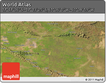 Satellite 3D Map of the Area around 17° 30' 31" S, 61° 7' 30" W