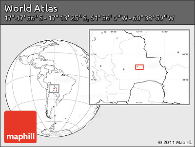 Blank Location Map of the Area around 17° 30' 31" S, 61° 7' 30" W
