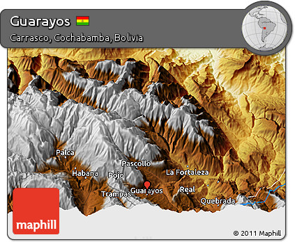 Physical 3D Map of Guarayos