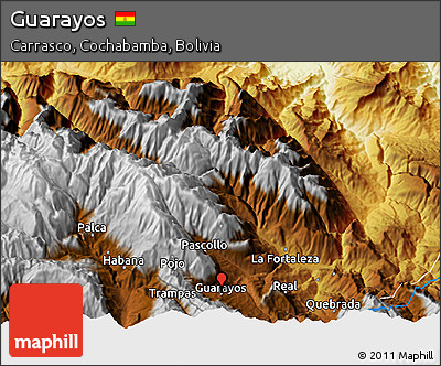 Physical 3D Map of Guarayos