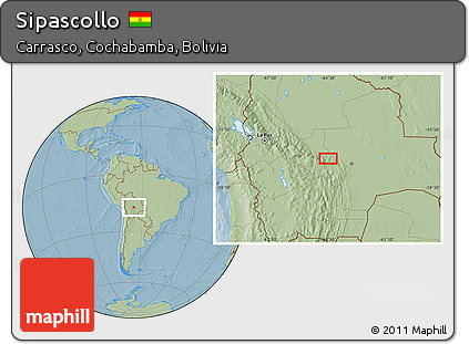 Savanna Style Location Map of Sipascollo, hill shading