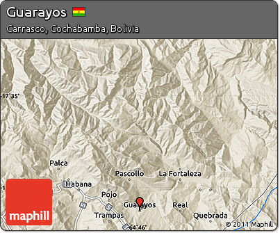 Shaded Relief Map of Guarayos