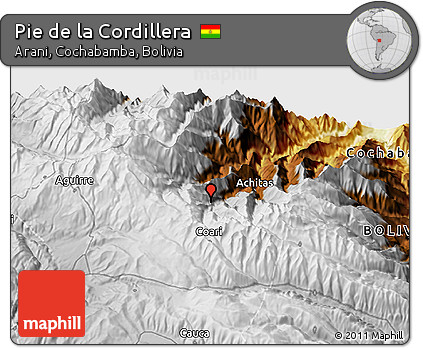 Physical 3D Map of Pie De La Cordillera