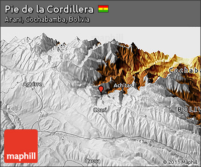 Physical 3D Map of Pie De La Cordillera
