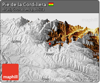 Physical 3D Map of Pie De La Cordillera