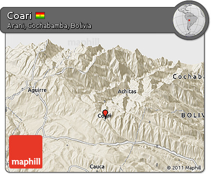 Shaded Relief 3D Map of Coari