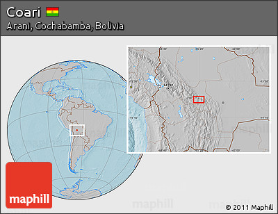 Gray Location Map of Coari, hill shading