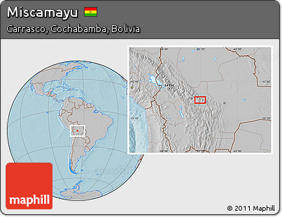 Gray Location Map of Miscamayu, hill shading