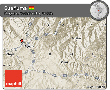 Shaded Relief Map of Guañuma