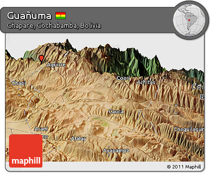 Satellite Panoramic Map of Guañuma