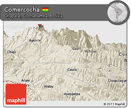 Shaded Relief Panoramic Map of Comercocha