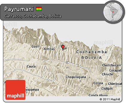 Shaded Relief Panoramic Map of Payrumani