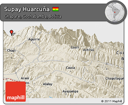 Shaded Relief Panoramic Map of Supay Huarcuña