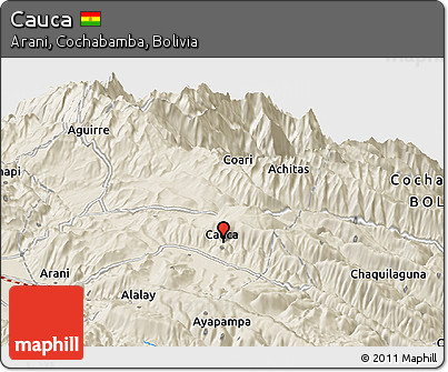 Shaded Relief Panoramic Map of Cauca