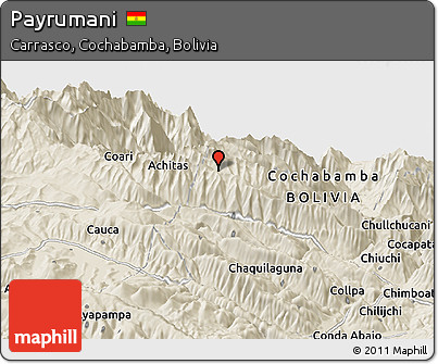 Shaded Relief Panoramic Map of Payrumani