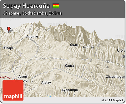 Shaded Relief Panoramic Map of Supay Huarcuña
