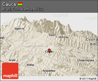 Shaded Relief Panoramic Map of Cauca