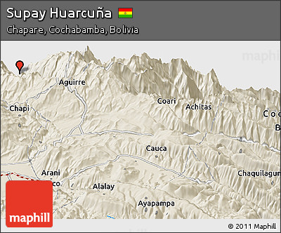 Shaded Relief Panoramic Map of Supay Huarcuña