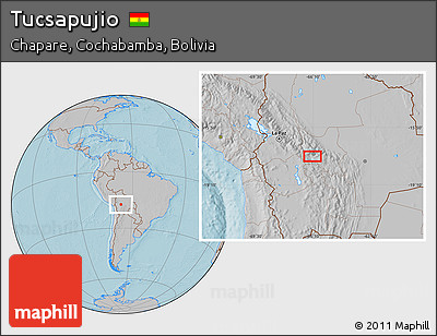 Gray Location Map of Tucsapujio, hill shading