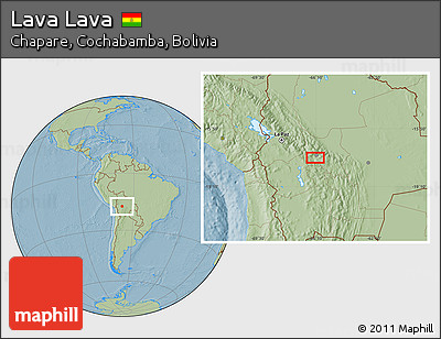 Savanna Style Location Map of Lava Lava, hill shading