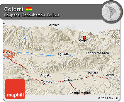 Shaded Relief Panoramic Map of Colomi