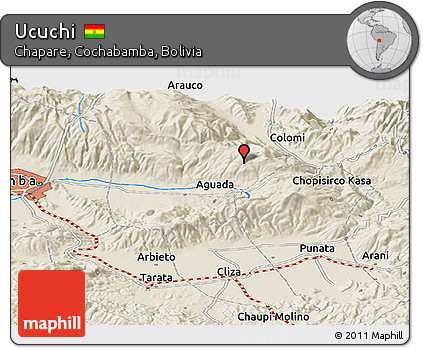 Shaded Relief Panoramic Map of Ucuchi