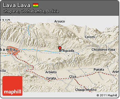 Shaded Relief Panoramic Map of Lava Lava
