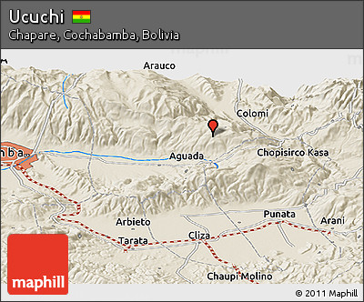 Shaded Relief Panoramic Map of Ucuchi