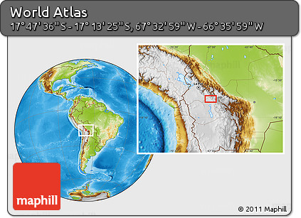 Physical Location Map of the Area around 17° 30' 31" S, 67° 4' 29" W