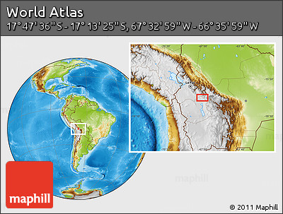 Physical Location Map of the Area around 17° 30' 31" S, 67° 4' 29" W