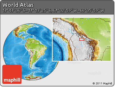 Physical Location Map of the Area around 17° 30' 31" S, 67° 4' 29" W